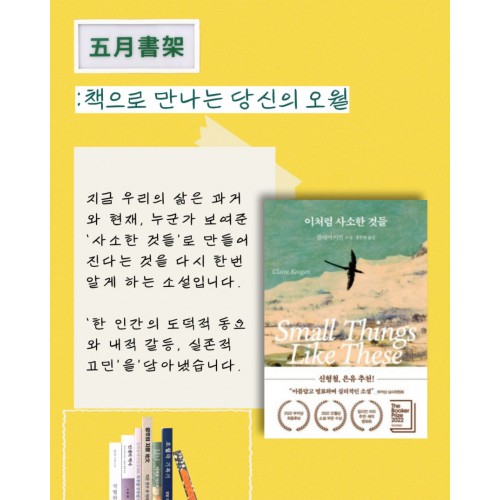[책으로 만나는 당신의 오월] 이처럼 사소한 것들 (오월서가 북커버 증정)